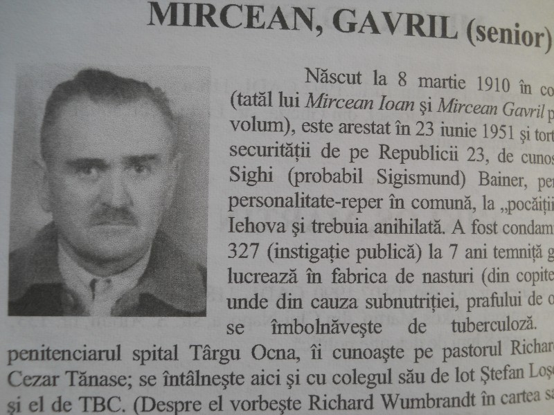 Mircean Gavril senior, mort în 1965 după un TBC...